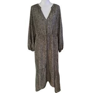 NEW A New Day Size XL Maxi Dress Animal Leopard Print Long Sleeves